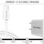 Voltma 30W Cargador Tipo-C y Cable de Carga de Silicona de 60W Combo (30S60CC)