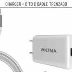 Voltma 65W Cargador 2 Tipo-C y 1 Tipo-A y Cable de Carga Trenzado Tipo C-C de 240W Combo (65B240CC)